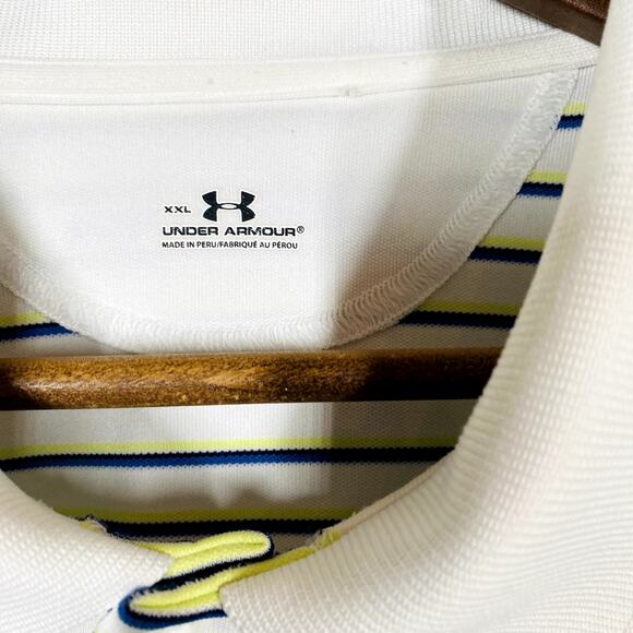 Under Armour Striped Polo Casual Shirt Short Sleeve Embroidered Golf - XXL - Picture 3 of 4